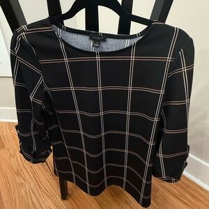 Ann Taylor Black Checkered Blouse